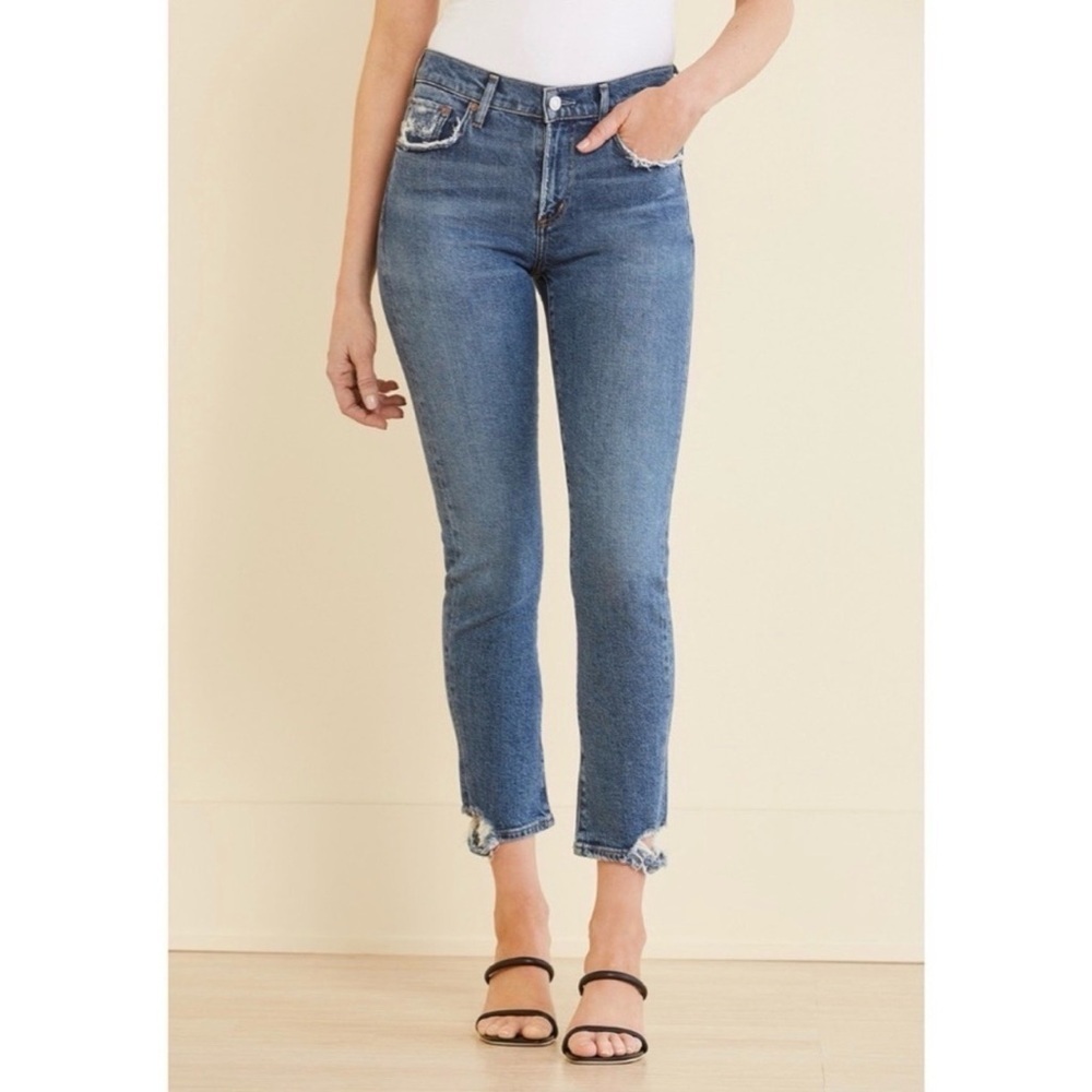 AGOLDE Toni Straight Leg Ankle Jeans distressed cropped size: 26